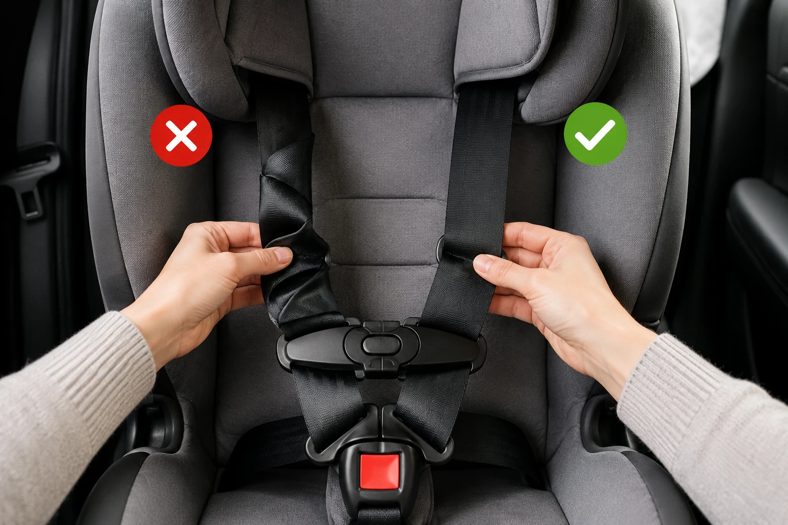 car seat harness uneven 1