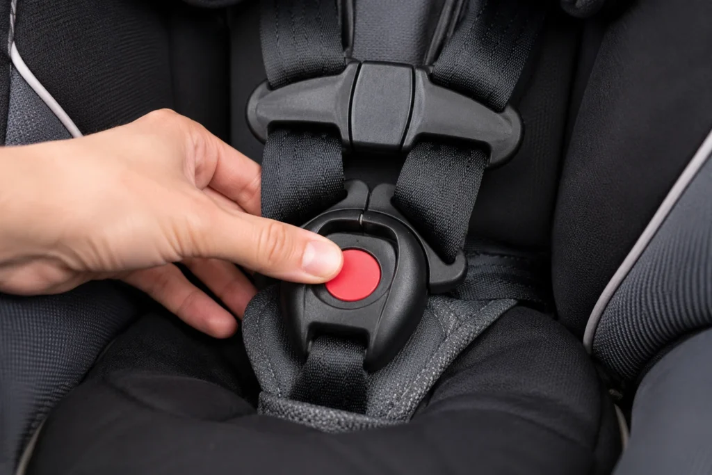 evenflo revolve 360 buckle stuck 2