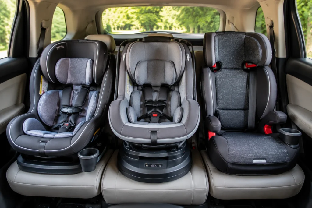 rotating car seat for three across 3