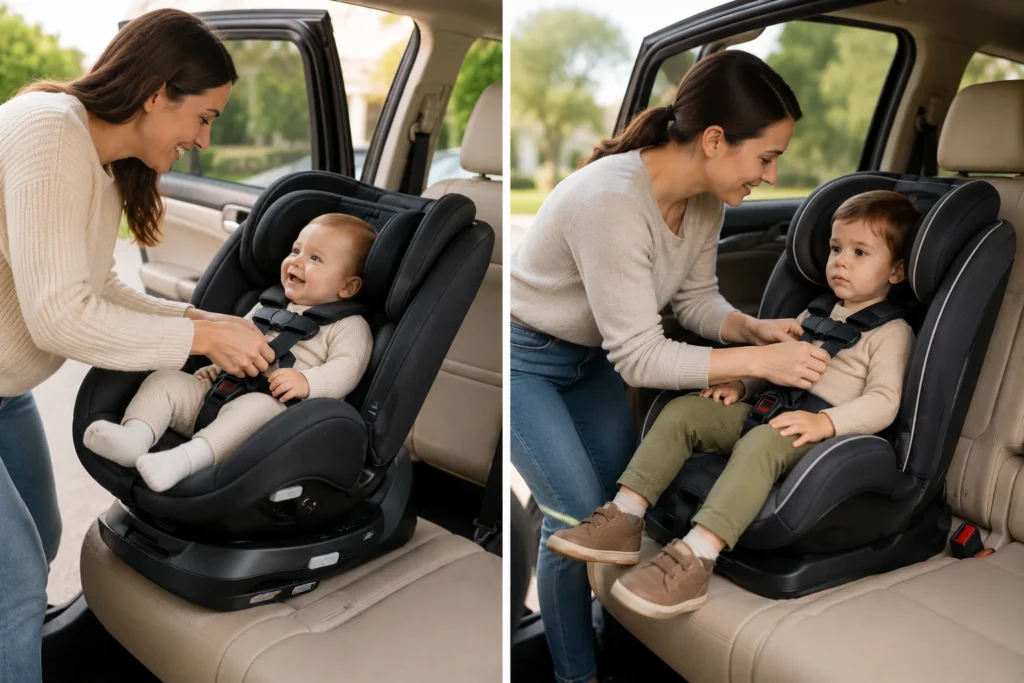 rotating car seat vs traditional car seat 2