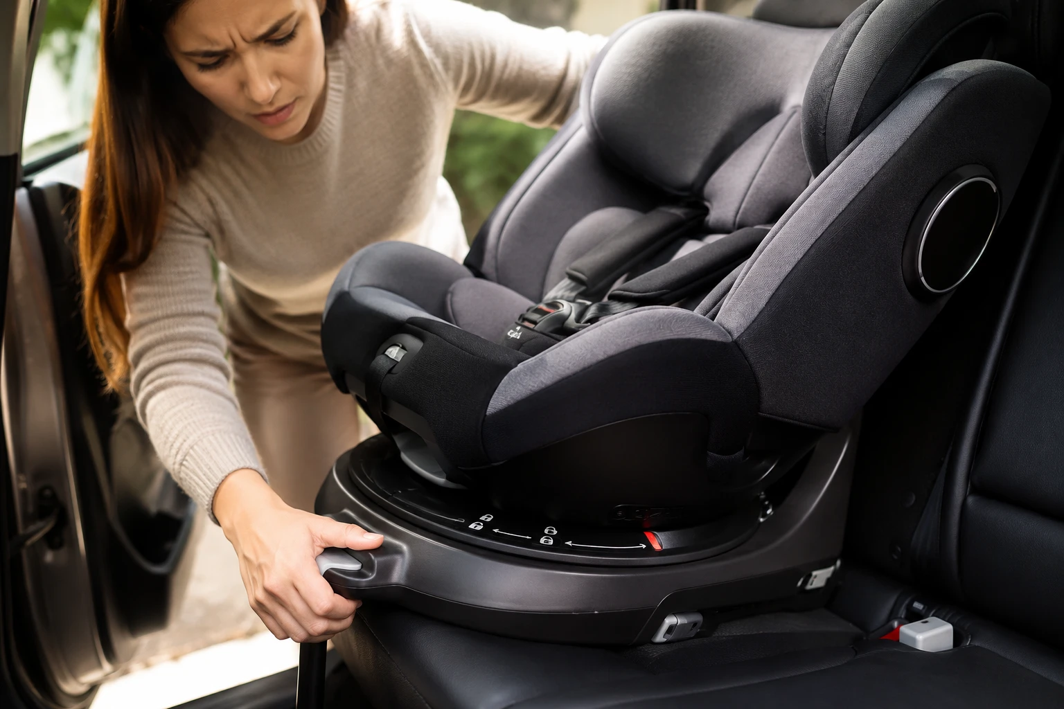 rotating car seat won't lock 1